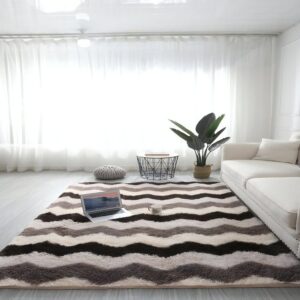 Tapis 200x300 shaggy ondulation géométrique bohème VASA