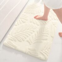 Tapis antidérapant salle de bain absorbant motif feuille