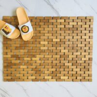 Tapis bambou antidérapant pour salle de bain