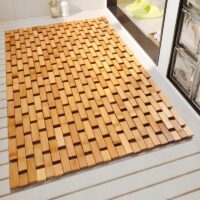Tapis bambou antidérapant pour salle de bain