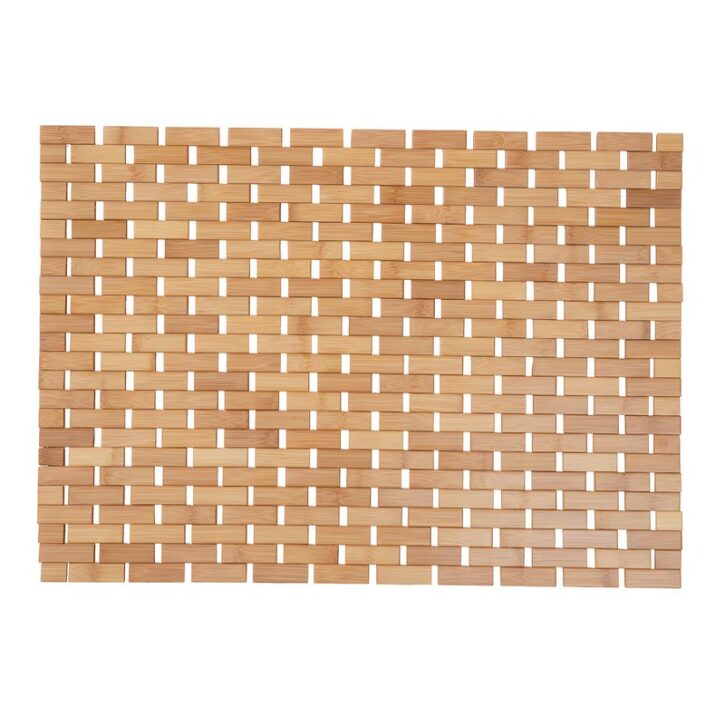 Tapis bambou antidérapant pour salle de bain
