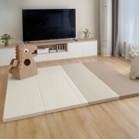 Tapis bébé de motricité et d'éveil blanc et marrron