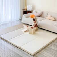 Tapis bébé de motricité et d'éveil blanc et marrron