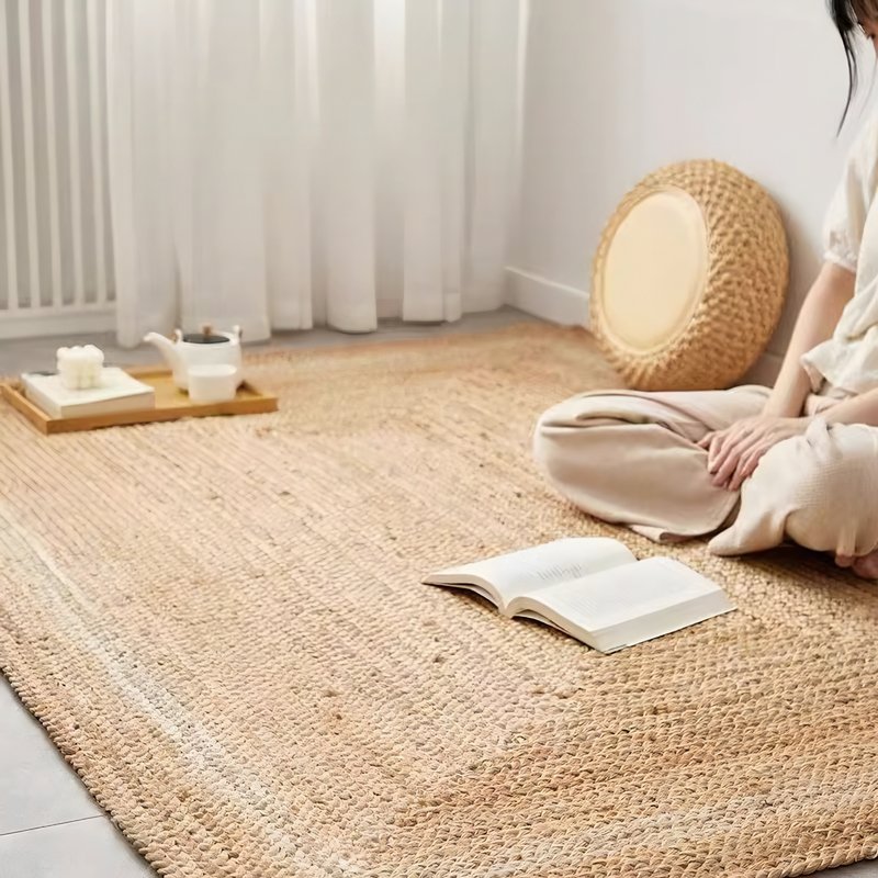 Tapis coco jute tressé naturel et bohème STARDI