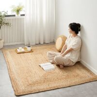 Tapis coco jute tressé naturel et bohème STARDI
