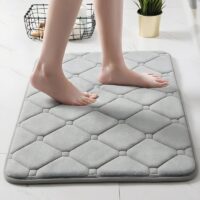 Tapis de bain antidérapant uni à carreaux