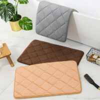 Tapis de bain antidérapant uni à carreaux