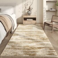 Tapis de couloir doux dégradé de beige et marron KALOS