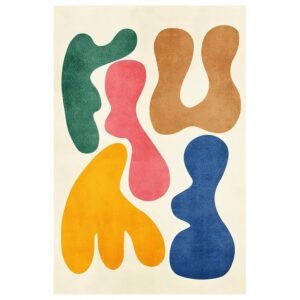 Tapis design et abstrait coloré et blanc cassé STRACT