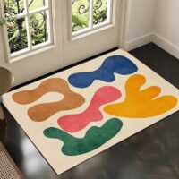 Tapis design et abstrait coloré et blanc cassé STRACT