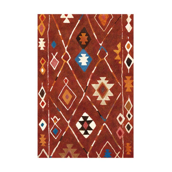 Tapis kilim imprimé ethnique rouge traditionnel BASILE