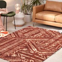 Tapis marocain imprimé ethnique rouge KLAS