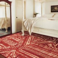 Tapis marocain imprimé ethnique rouge KLAS