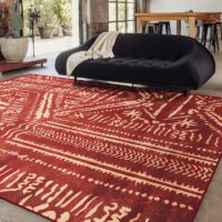 Tapis marocain imprimé ethnique rouge KLAS