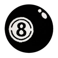 Tapis noir boule de billard rond décoration