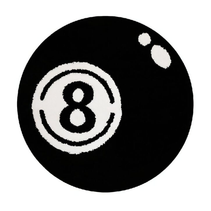 Tapis noir boule de billard rond décoration