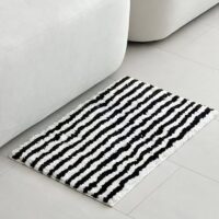 Tapis noir et blanc à rayure doux et moelleux ZEBREA