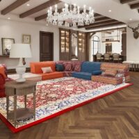 Tapis rouge oriental motifs ethniques LIOAS