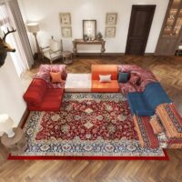 Tapis rouge oriental motifs ethniques LIOAS
