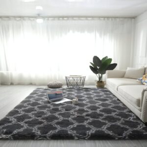 Tapis shaggy poils longs motifs royaux REINA