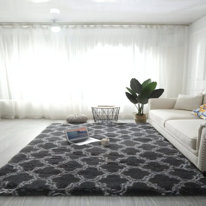 Tapis shaggy poils longs motifs royaux REINA
