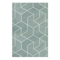 Tapis vert d'eau shaggy motifs géométrique