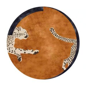 Tapis terracotta rond panthères royales LUXUA