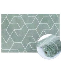 Tapis vert d'eau shaggy motifs géométrique