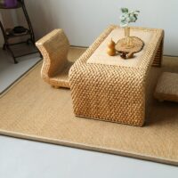 Grand tapis en jute et sisal fait main avec bordures épaisses