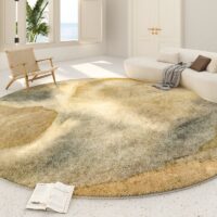 Grand tapis rond design beige et tons terreux MONANGA