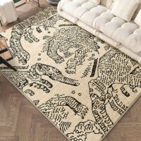 Tapis 160x230 motifs abstraits en fibre synthétique décoration salon et chambre LANMUI