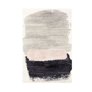Tapis 160x230 noir et beige style français abstrait contraste de couleurs LANMUI