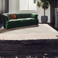 Tapis 160x230 noir et beige style français abstrait contraste de couleurs LANMUI