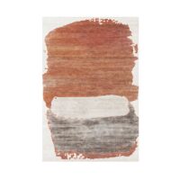 Tapis 160x230 orange et beige style français abstrait contraste de couleurs LANMUI