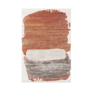 Tapis 160x230 orange et beige style français abstrait contraste de couleurs LANMUI