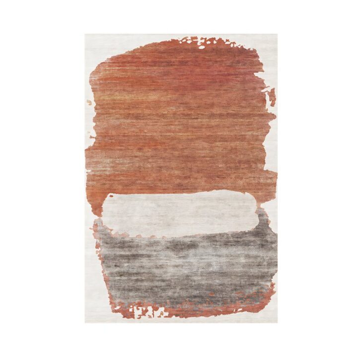 Tapis 160x230 orange et beige style français abstrait contraste de couleurs LANMUI