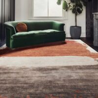 Tapis 160x230 orange et beige style français abstrait contraste de couleurs LANMUI