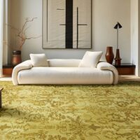 Tapis 200x300 persan jaune avec motifs ethniques LANMUI
