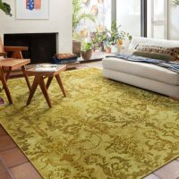 Tapis 200x300 persan jaune avec motifs ethniques LANMUI