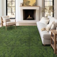 Tapis 200x300 persan vert avec motifs ethniques LANMUI