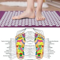 Tapis acupression rose et coussin avec fleurs blanches pour méditation