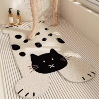 Tapis antidérapant et lavable pour salle de bain en forme de chat