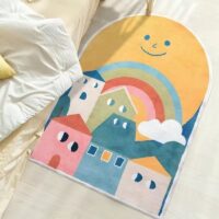 Tapis bébé coloré maisons abstraites avec soleil ou lune BERBEA