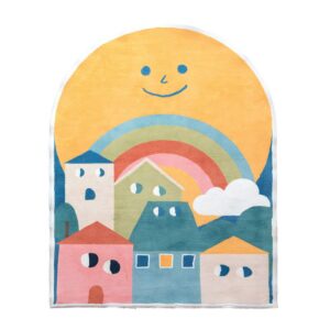 Tapis bébé coloré maisons abstraites avec soleil ou lune BERBEA