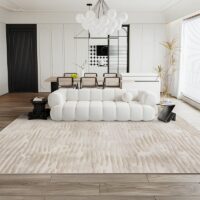 Tapis beige turc épais et doux motifs zèbre LE CAIRE
