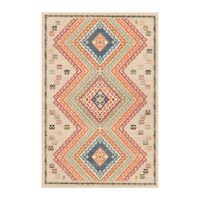 Tapis berbère beige avec motifs multicolores géométriques tendances LANMUI