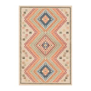 Tapis berbère beige avec motifs multicolores géométriques tendances LANMUI