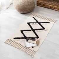 Tapis berbère beige et noir descente de lit chic et bohème STANI