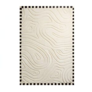 Tapis berbère beige motifs lignes abstraites dessiné à la main PUXU