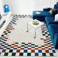 Tapis berbère carreaux colorés pour salon et salle à manger XAV PIRON